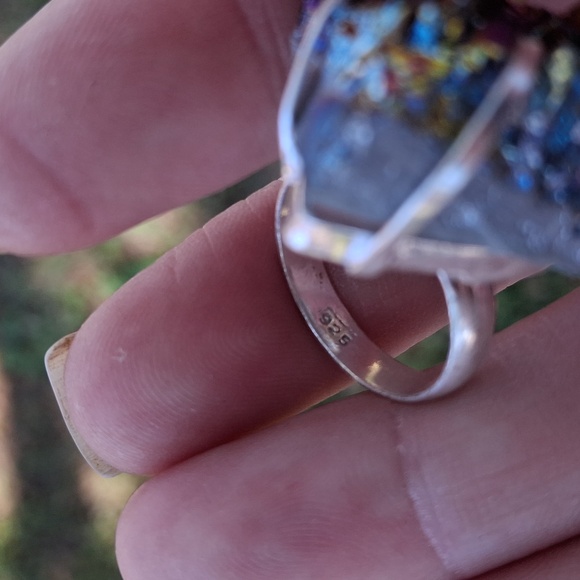 New Titanium Druzy 925 Silver Ring. - Picture 13 of 13